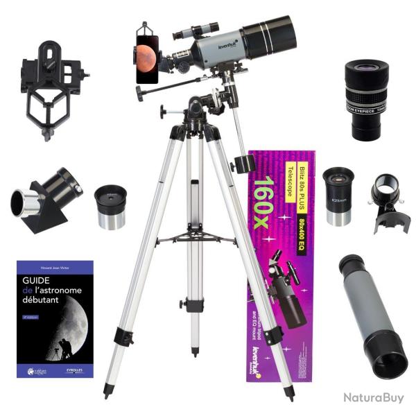Pack T�lescope astrophotographie Levenhuk Blitz 80s Plus avec Zoom et accessoires