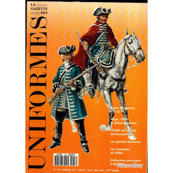 gazette des uniformes 136 croix de guerre 14-18, harnachement hussards, cosaque don , alger 1830