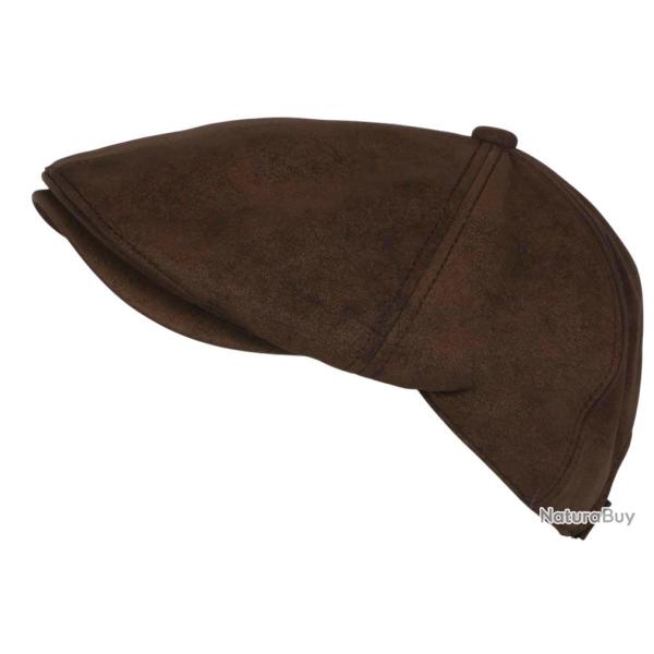 Beret Casquette Gavroche Cuir Marron Vintage en Suedine Ajustable Nylro Taille unique Marron