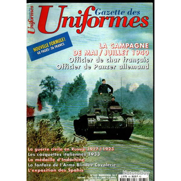 gazette des uniformes 165 1940 officier char fran�ais, casquettes italiennes, spahis cavalerie fanfa