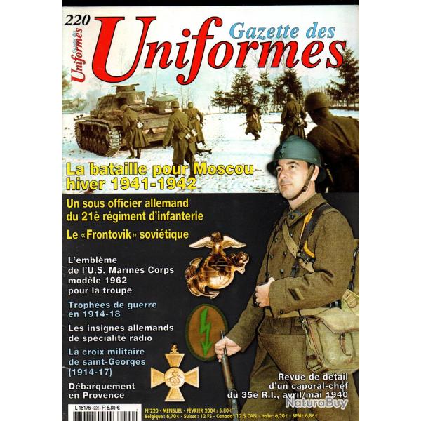 gazette des uniformes 220 35�me ri 1940, moscou 1941-42, us marine corps insigne, insignes radios