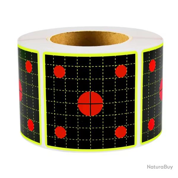 Rouleau 600 cibles carr de tir ractif autocollante. 3x200 cibles d'entranement carr top tir