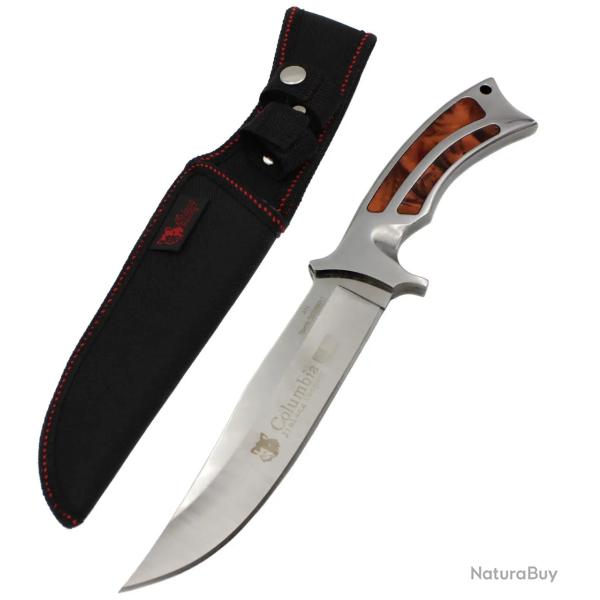 Poignard De Survie � Columbia � 28,5 Cm Type Acier Poli Chrome Etui Ceinture Outdoor
