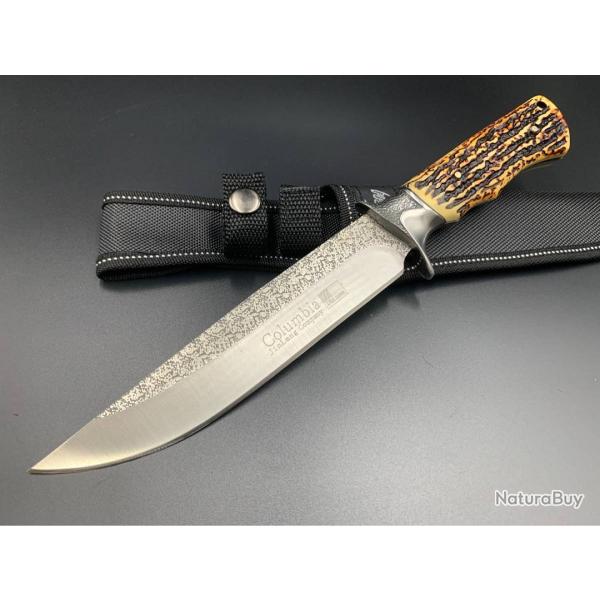 Poignard De Survie � Columbia � 31 Cm Type Rambo Acier Inoxydable Style Damas Etui Ceinture