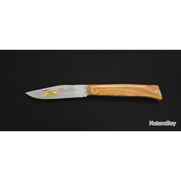 L'Alpin par Le Fidle -  Couteau de poche pliant - Manche Bois d'Olivier Rf. ALPLOL