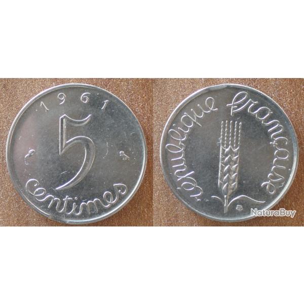 France 5 Centimes 1961 Avec Defaut Epi De Bl� Piece Centime De Francs Franc Cent