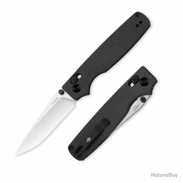 Couteau Kizer Original 2 Lame Acier 14C28N Manche Aluminium Black Clutch Lock KIV36052MA1