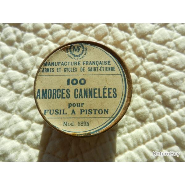 bote mtal Manu France de 100 amorces canneles pour fusil  piston