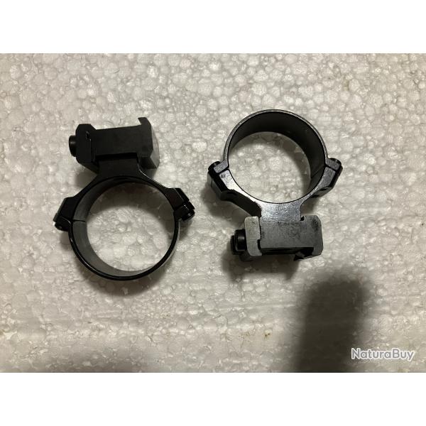 colliers tout acier 30mm pour Brno/CZ 527 ou rail de 16mm