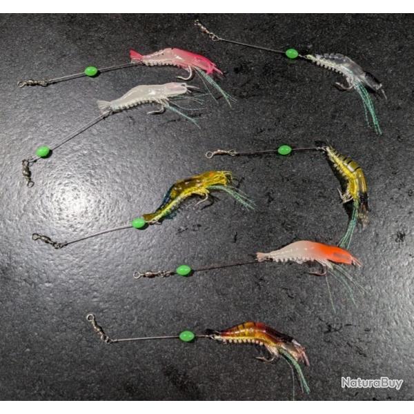 LEURRE BIONIQUE DE TROIS CREVETTES APPAT COULEURS POUR PECHE EN MER LAC ET RIVIERE