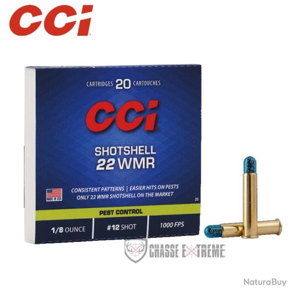20 Munitions CCI Shotshell Cal 22Wmr Plomb 12