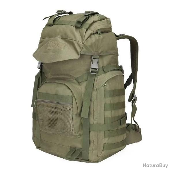 Sac  Dos Tactique Militaire Molle 60L Nylon Etanche Grande Capacit Randonne Chasse plein air Vert