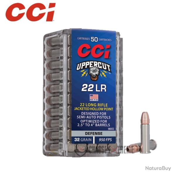 50 Munitions CCI Uppercut 32Gr Cal 22lr Plated Hp