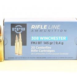 Boite de munition PPU/Partizan 308 FMJ BT 145GR 9.4G x100
