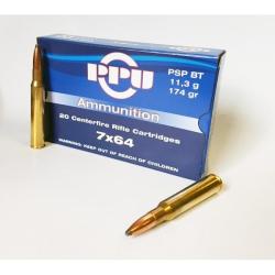 Boite de munition PPU/Partizan 7x64 PSP BT 174GR 11.3G x20