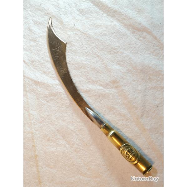 trench art coupe papier avec bouton couronne prussien grav� VERDUN COL25TAR001