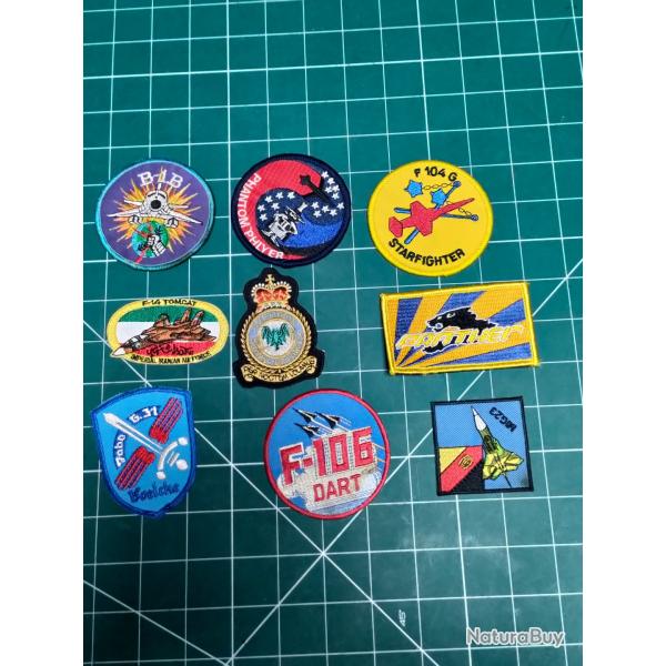 LOT DE 9 PATCHS, ECUSSONS TISSU, AVIATION , AERONAVALE, FRANCE ,USA