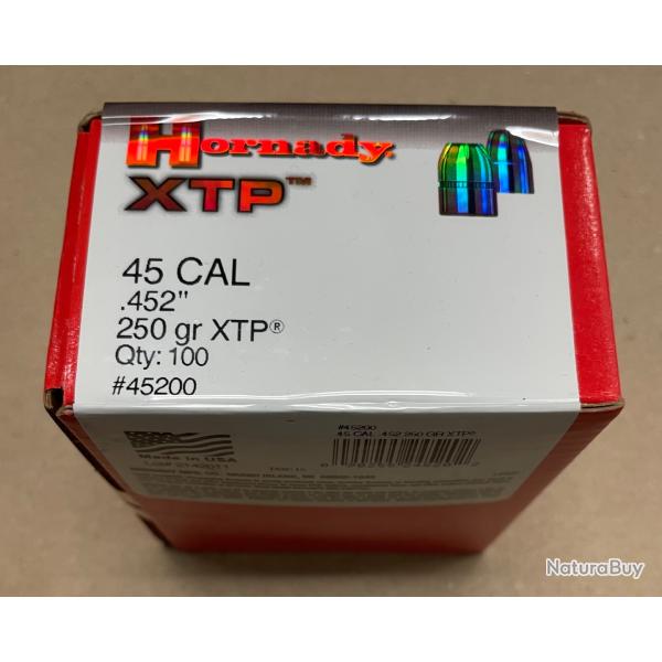 100 Ogives Hornady XTP Cal.45 - 250 gr - #45200