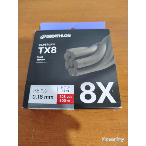 Tresse TX8 caperlan 0,16mm gris