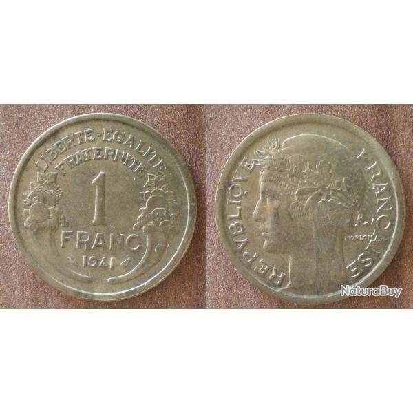 France 1 Franc 1941 Morlon Piece Tete de Laurier Francs