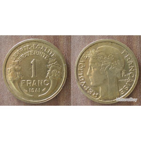 France 1 Franc 1941 Morlon Piece Tete de Laurier Francs