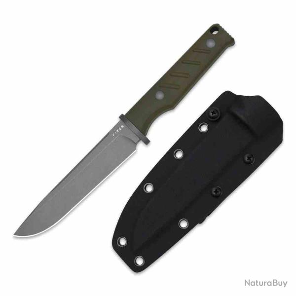 Couteau Kizer Camp 180 Lame Acier AEB-L Manche Green G10 �tui Kydex KI1096A2