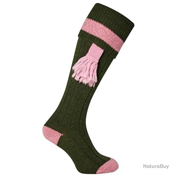 Chaussettes Vertes & roses + Garters Femme