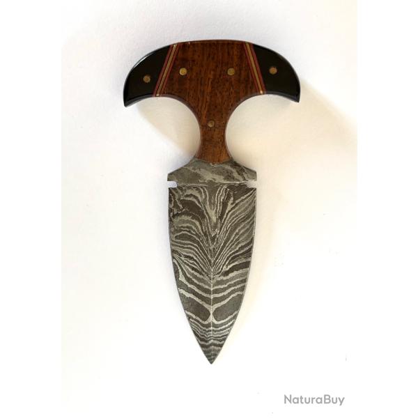 couteau push dagger lame acier Damas