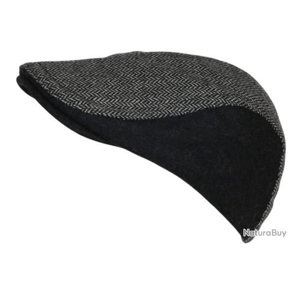 B�ret Casquette Noire en Laine Mode Anglaise Tweed Vintage R�glable Morytz Taille unique Noir