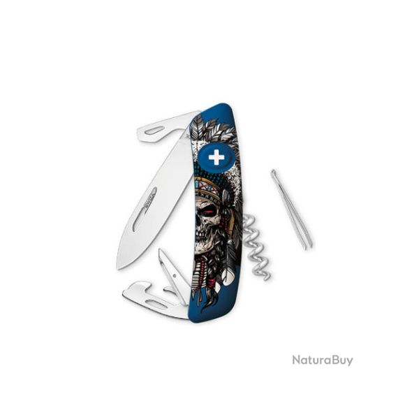 Couteau Suisse Swiza D03 Indian Skull - Multifonction, Design Lee Va | Rf. KNB.0030.H014