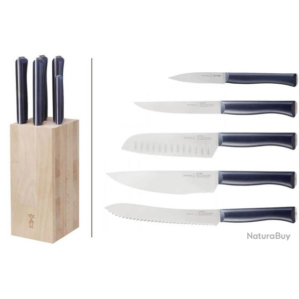 Opinel, Bloc Couteaux Intempora (5 pi�ces) - Bois de H�tre & Lames Inox Sandvik