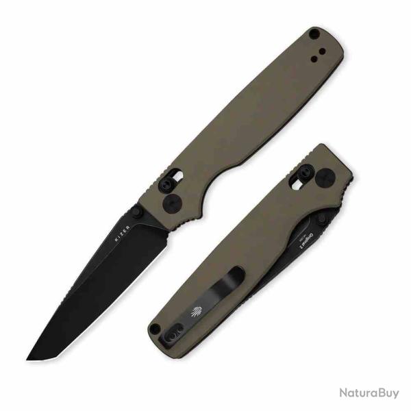 Couteau Kizer Original 2 Lame Tanto Acier Sandvik 14C28N Manche Green Alum Clutch Lock KIV36052TA1