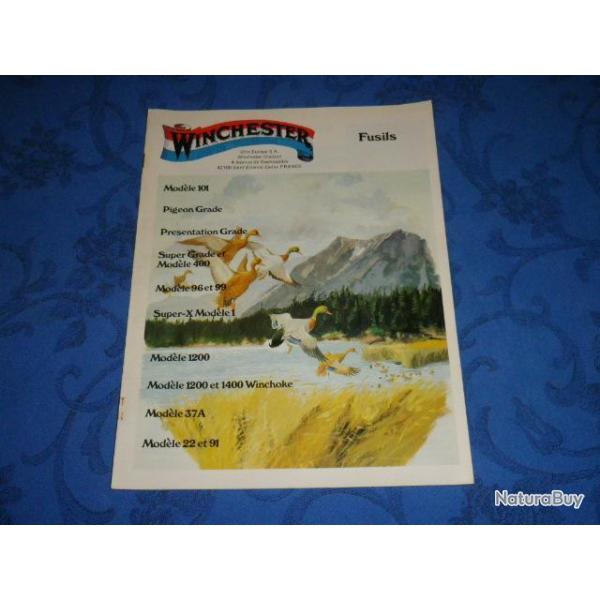 Catalogue ancien de fusils  WINCHESTER 12 pages + d�pliant cartouches Winchester
