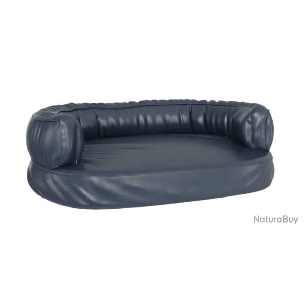 Lit chien ergonomique bleu fonc� 88x65 cm similicuir mousse confortable entretien facile