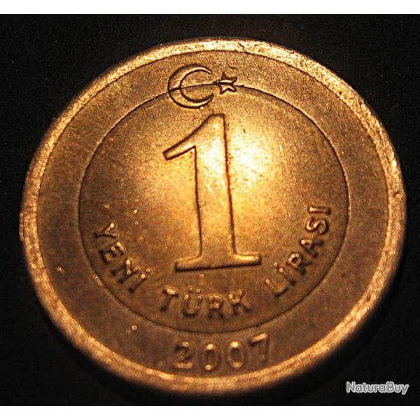 turquie piece de 1 lirasi 2007 ttb diametre 26,4 mm
