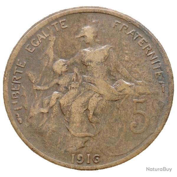 Monnaie France - 1916 - 5 centimes Daniel-Dupuis (Grade : TB) - Ref N0034