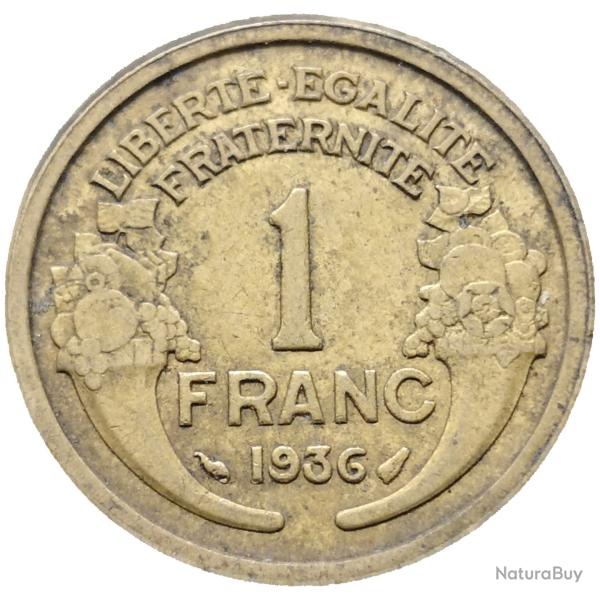 Monnaie France - 1936 - 1 franc Morlon Cupro-aluminium (Grade : TB) -Ref N0087