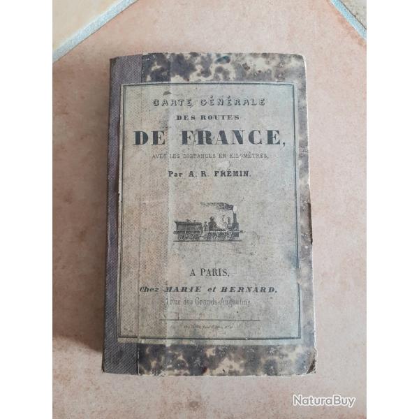 Ancienne carte de France 1856 Fr�min toil�e 88 cm x 59 cm