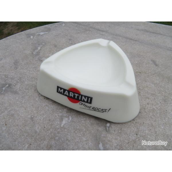 Objet Publicitaire Vintage - Ancien Cendrier MARTINI en opaline blanche - FRANCE (Vers 1960-70)
