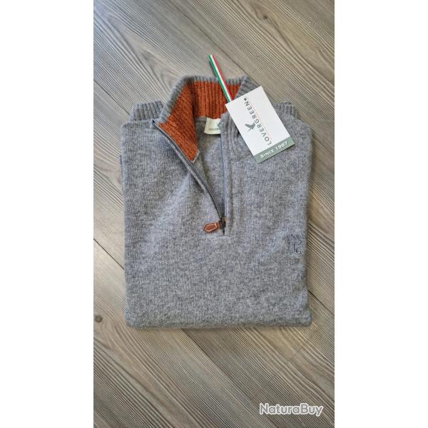 Wahoo vtements ! - Pull laine col zippe Lovergreen couleur gris clair