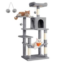 Arbre &agrave; chat hamac tour de jeux 143 cm gris clair 12_0003845