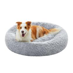 Panier pour chien lit ronde en forme de beignet canap&eacute; coussin central amovible et lavable tissu pe