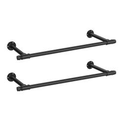 Tringle vêtement murale porte-manteau mural penderie style industriel gain de place 30 x 84 x 7 cm