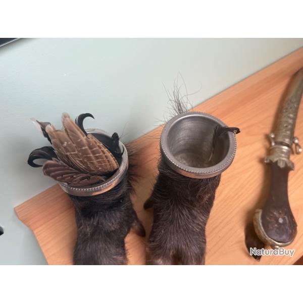Vends 2 pieds de sanglier, taxidermie, porte-crayon