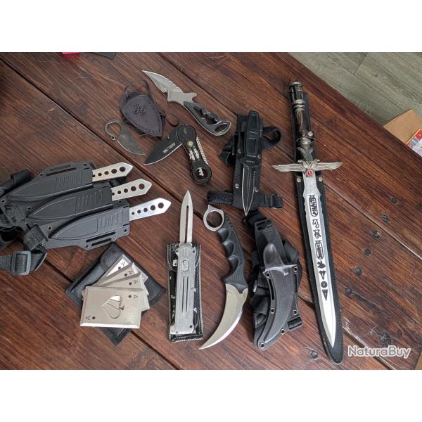 Lot couteaux  de chasse - peche - ou airsoft en lot ou a l'unit�