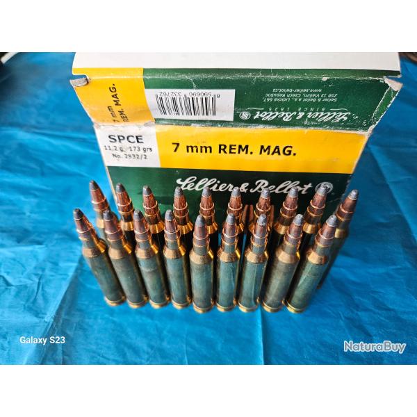 19 cartouches 7 mm REM. MAG.