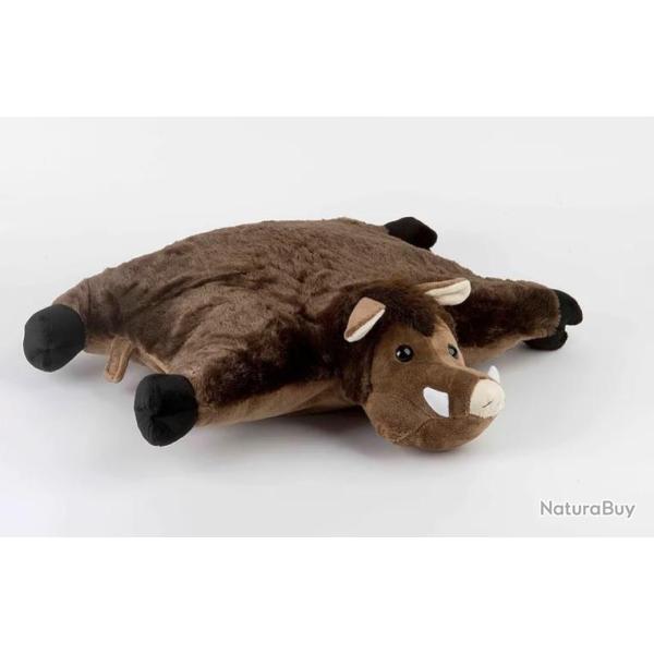 Coussin sanglier en peluche 54x54 cm