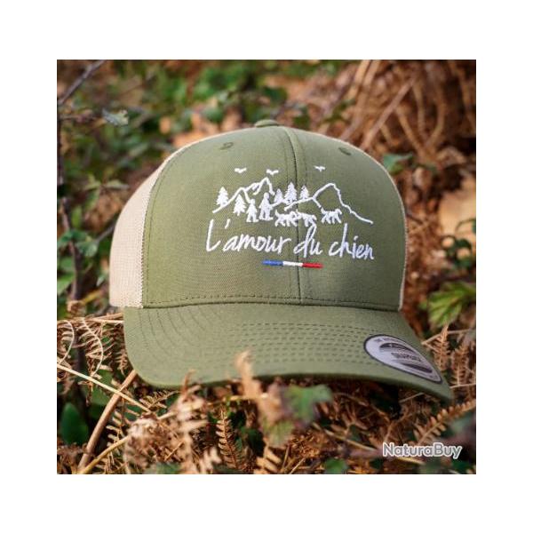 Casquette kaki chasse tricolore amour du chien