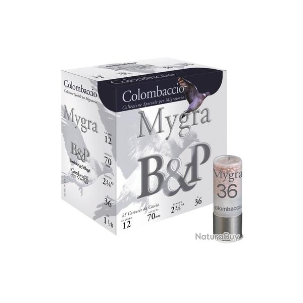 Cartouches B&P Mygra Comlombaccio 12 cal.12/70mm N5.5 36G bourre  jupe boite de 25