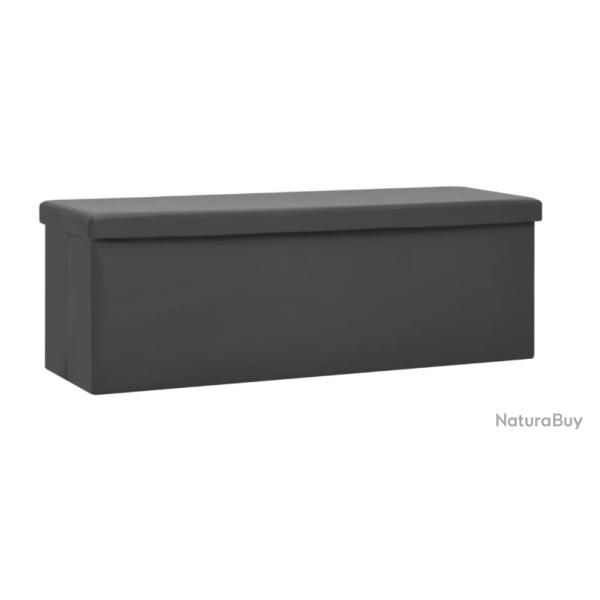 Banc de rangement pliable gris 110x38x38 cm PVC MDF pratique gain de place int�rieur